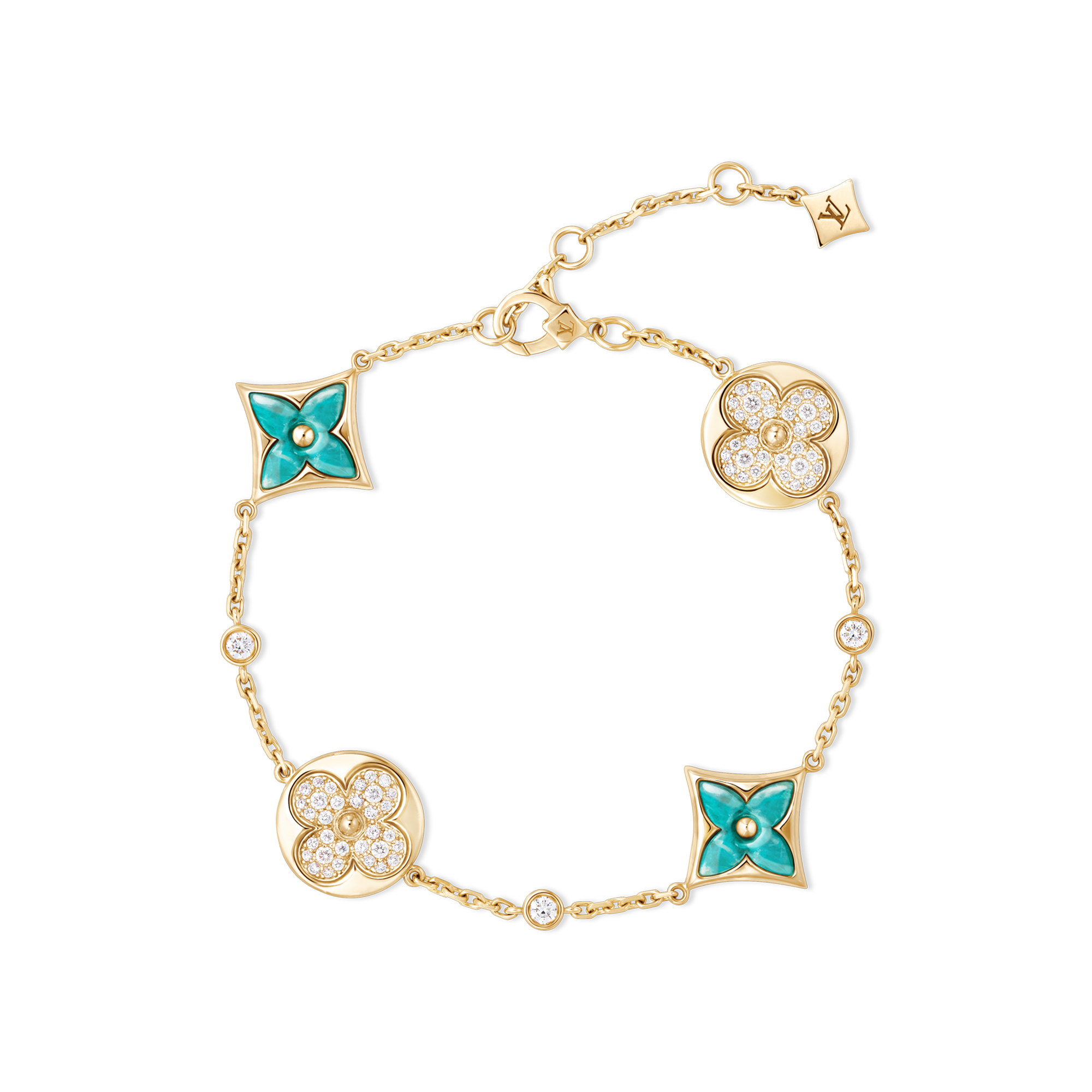Color Blossom BB Multi-Pattern Bracelet, Yellow Gold, Amazonite